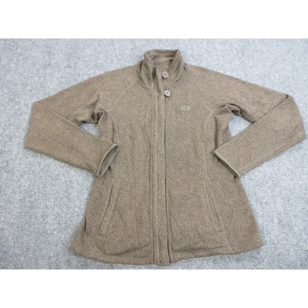 North Face Jacket Womens Medium Brown Full Zip Sweater‎ Fleece Outdoors Warm